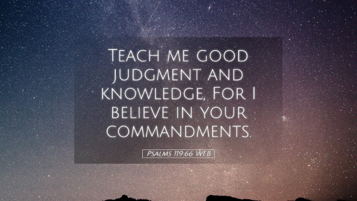 Picture 05 - Psalms 119:66 WEB Desktop Wallpaper - Teach me good judgment and knowledge, For I - Desktop Bible Verse Wallpaper