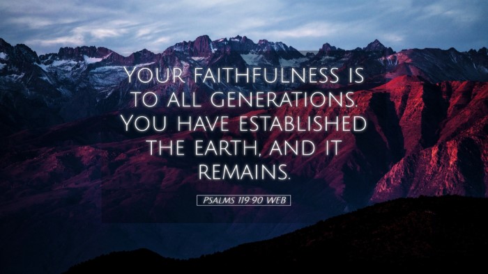 Picture 05 - Psalms 119:90 WEB Desktop Wallpaper - Your faithfulness is to all generations. You have - Desktop Bible Verse Wallpaper