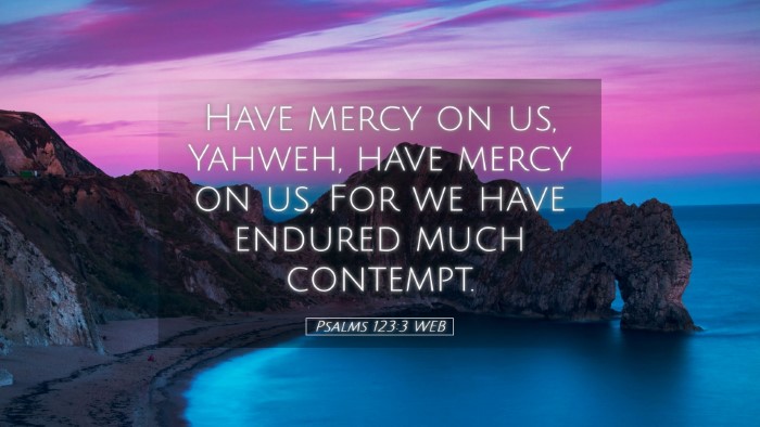 Picture 05 - Psalms 123:3 WEB Desktop Wallpaper - Have mercy on us, Yahweh, have mercy on us, For - Desktop Bible Verse Wallpaper