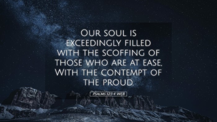 Picture 05 - Psalms 123:4 WEB Desktop Wallpaper - Our soul is exceedingly filled with the scoffing - Desktop Bible Verse Wallpaper