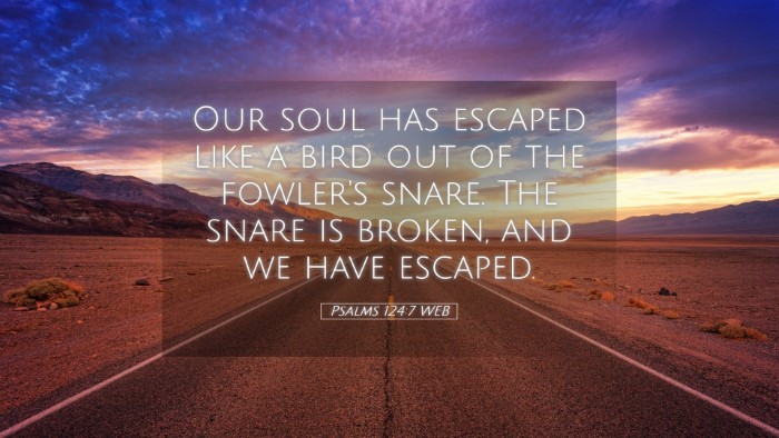 Picture 05 - Psalms 124:7 WEB Desktop Wallpaper - Our soul has escaped like a bird out of the - Desktop Bible Verse Wallpaper