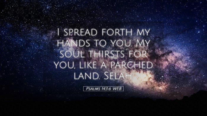 Picture 05 - Psalms 143:6 WEB Desktop Wallpaper - I spread forth my hands to you. My soul thirsts - Desktop Bible Verse Wallpaper