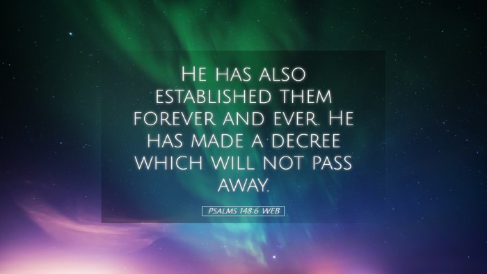 Picture 05 - Psalms 148:6 WEB Desktop Wallpaper - He has also established them forever and ever. He - Desktop Bible Verse Wallpaper