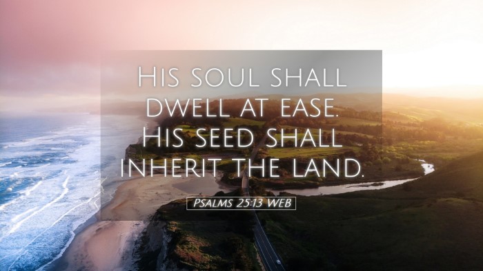 Picture 05 - Psalms 25:13 WEB Desktop Wallpaper - His soul shall dwell at ease. His seed shall - Desktop Bible Verse Wallpaper