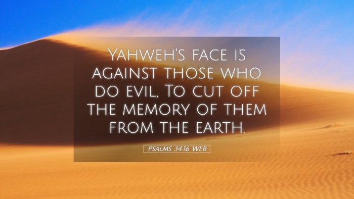 Picture 05 - Psalms 34:16 WEB Desktop Wallpaper - Yahweh's face is against those who do evil, To - Desktop Bible Verse Wallpaper