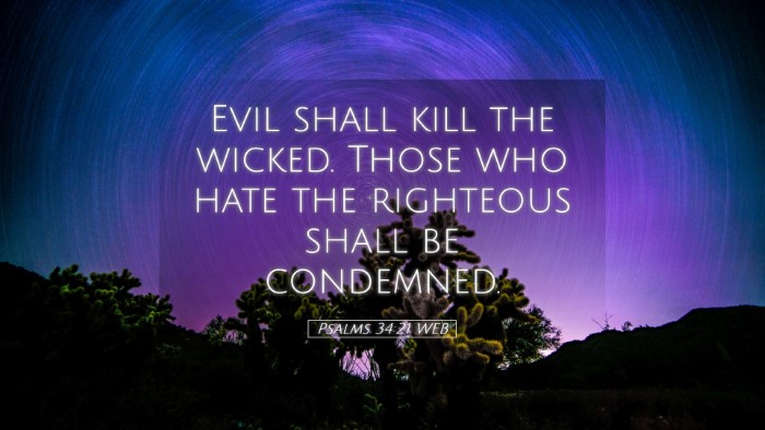 Picture 05 - Psalms 34:21 WEB Desktop Wallpaper - Evil shall kill the wicked. Those who hate the - Desktop Bible Verse Wallpaper