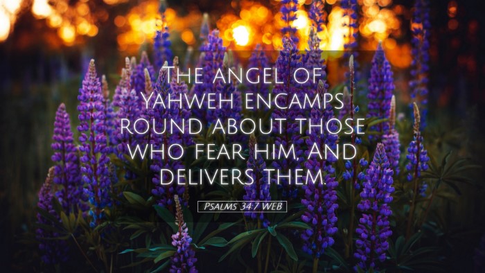 Picture 05 - Psalms 34:7 WEB Desktop Wallpaper - The angel of Yahweh encamps round about those who - Desktop Bible Verse Wallpaper
