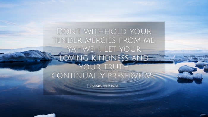 Picture 05 - Psalms 40:11 WEB Desktop Wallpaper - Don't withhold your tender mercies from me, - Desktop Bible Verse Wallpaper