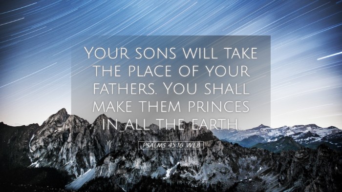 Picture 05 - Psalms 45:16 WEB Desktop Wallpaper - Your sons will take the place of your fathers. - Desktop Bible Verse Wallpaper