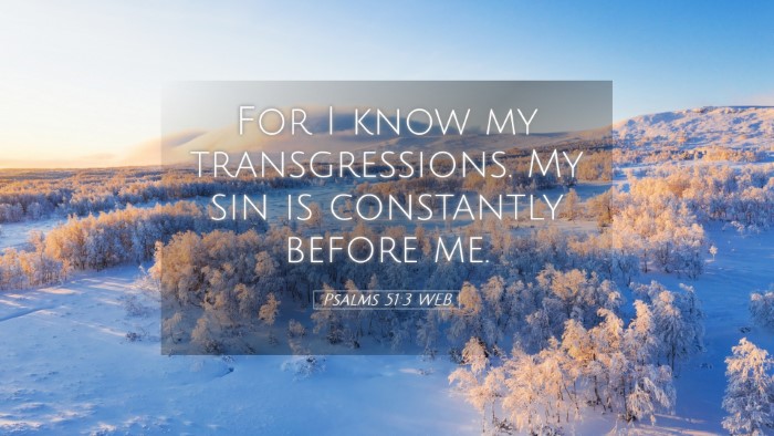 Picture 05 - Psalms 51:3 WEB Desktop Wallpaper - For I know my transgressions. My sin is - Desktop Bible Verse Wallpaper