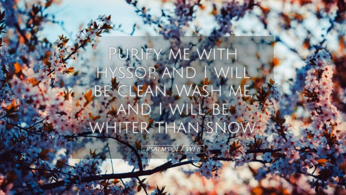 Picture 05 - Psalms 51:7 WEB Desktop Wallpaper - Purify me with hyssop, and I will be clean. Wash - Desktop Bible Verse Wallpaper