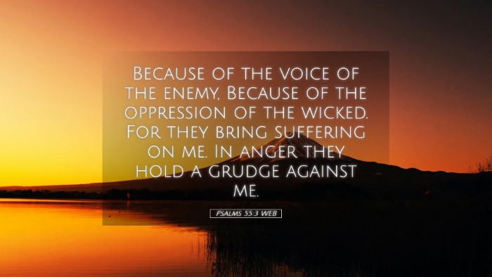 Picture 05 - Psalms 55:3 WEB Desktop Wallpaper - Because of the voice of the enemy, Because of the - Desktop Bible Verse Wallpaper