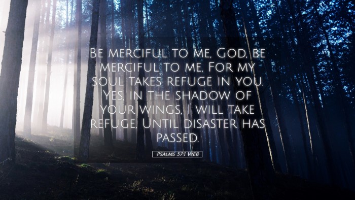 Picture 05 - Psalms 57:1 WEB Desktop Wallpaper - Be merciful to me, God, be merciful to me, For my - Desktop Bible Verse Wallpaper