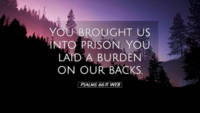 Picture 05 - Psalms 66:11 WEB Desktop Wallpaper - You brought us into prison. You laid a burden on - Desktop Bible Verse Wallpaper