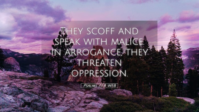 Picture 05 - Psalms 73:8 WEB Desktop Wallpaper - They scoff and speak with malice. In arrogance, - Desktop Bible Verse Wallpaper