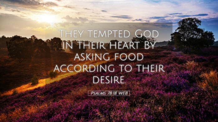 Picture 05 - Psalms 78:18 WEB Desktop Wallpaper - They tempted God in their heart By asking food - Desktop Bible Verse Wallpaper