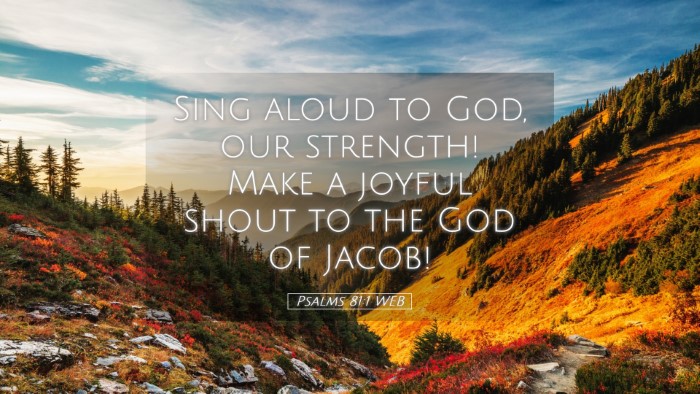 Picture 05 - Psalms 81:1 WEB Desktop Wallpaper - Sing aloud to God, our strength! Make a joyful - Desktop Bible Verse Wallpaper