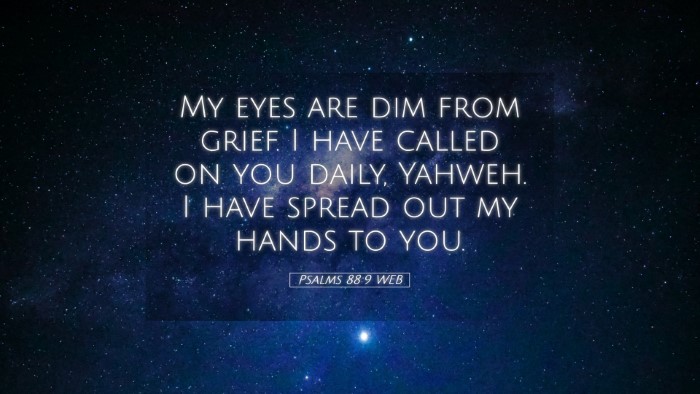 Picture 05 - Psalms 88:9 WEB Desktop Wallpaper - My eyes are dim from grief. I have called on you - Desktop Bible Verse Wallpaper