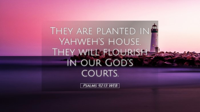 Picture 05 - Psalms 92:13 WEB Desktop Wallpaper - They are planted in Yahweh's house. They will - Desktop Bible Verse Wallpaper