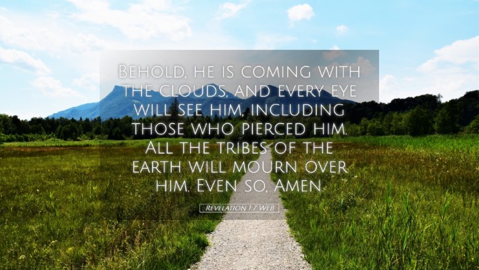 Picture 05 - Revelation 1:7 WEB Desktop Wallpaper - Behold, he is coming with the clouds, and every - Desktop Bible Verse Wallpaper
