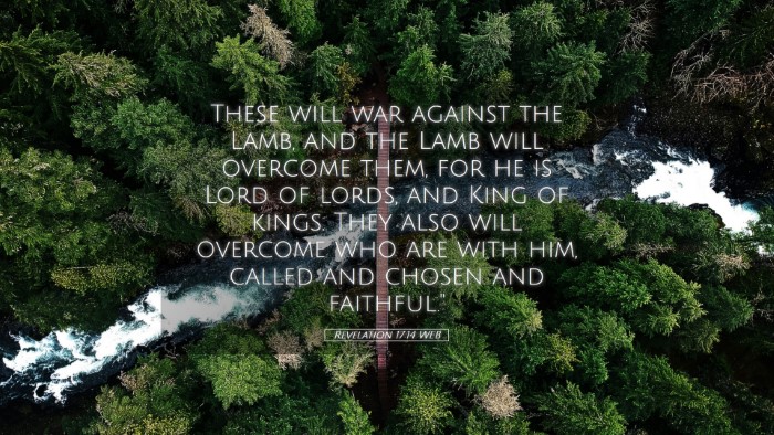 Picture 05 - Revelation 17:14 WEB Desktop Wallpaper - These will war against the Lamb, and the Lamb - Desktop Bible Verse Wallpaper
