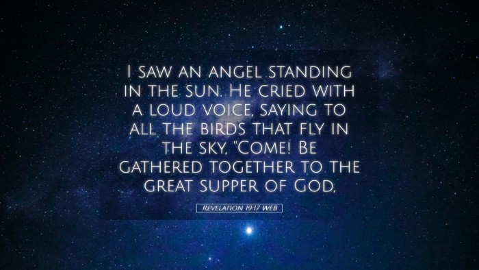 Picture 05 - Revelation 19:17 WEB Desktop Wallpaper - I saw an angel standing in the sun. He cried with - Desktop Bible Verse Wallpaper