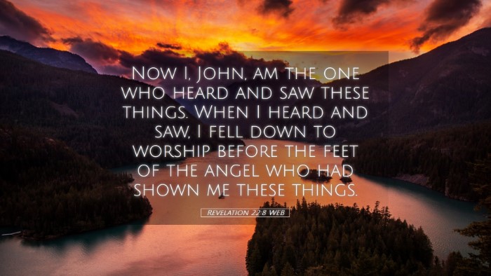 Picture 05 - Revelation 22:8 WEB Desktop Wallpaper - Now I, John, am the one who heard and saw these - Desktop Bible Verse Wallpaper