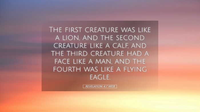 Picture 05 - Revelation 4:7 WEB Desktop Wallpaper - The first creature was like a lion, and the - Desktop Bible Verse Wallpaper
