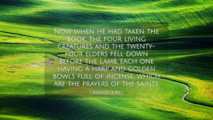 Picture 05 - Revelation 5:8 WEB Desktop Wallpaper - Now when he had taken the book, the four living - Desktop Bible Verse Wallpaper