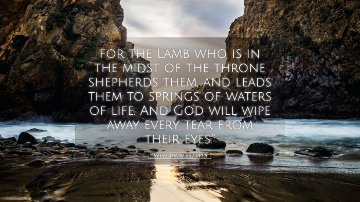 Picture 05 - Revelation 7:17 WEB Desktop Wallpaper - for the Lamb who is in the midst of the throne - Desktop Bible Verse Wallpaper