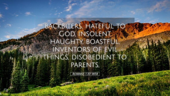 Picture 05 - Romans 1:30 WEB Desktop Wallpaper - backbiters, hateful to God, insolent, haughty, - Desktop Bible Verse Wallpaper