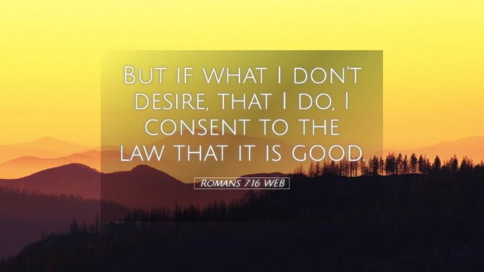Picture 05 - Romans 7:16 WEB Desktop Wallpaper - But if what I don't desire, that I do, I consent - Desktop Bible Verse Wallpaper