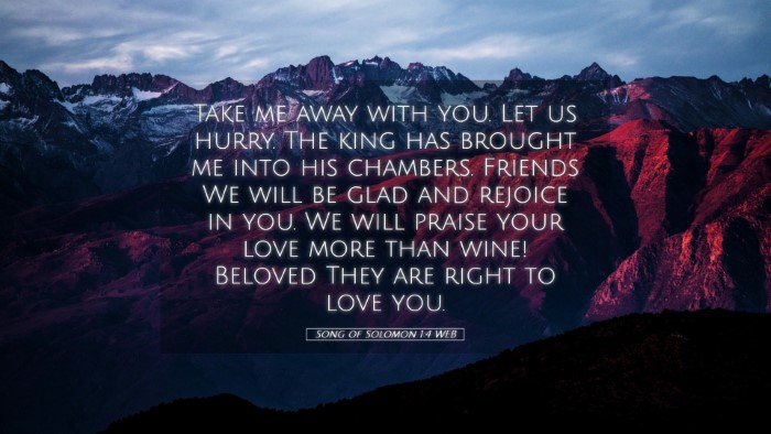 Picture 05 - Song of Solomon 1:4 WEB Desktop Wallpaper - Take me away with you. Let us hurry. The king has - Desktop Bible Verse Wallpaper