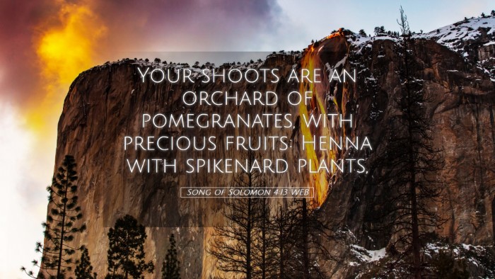 Picture 05 - Song of Solomon 4:13 WEB Desktop Wallpaper - Your shoots are an orchard of pomegranates, with - Desktop Bible Verse Wallpaper