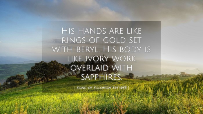 Picture 05 - Song of Solomon 5:14 WEB Desktop Wallpaper - His hands are like rings of gold set with beryl. - Desktop Bible Verse Wallpaper