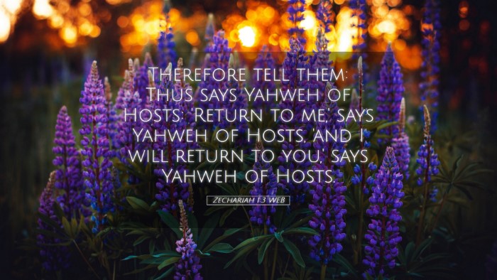 Picture 05 - Zechariah 1:3 WEB Desktop Wallpaper - Therefore tell them: Thus says Yahweh of Hosts: - Desktop Bible Verse Wallpaper