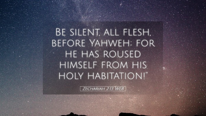 Picture 05 - Zechariah 2:13 WEB Desktop Wallpaper - Be silent, all flesh, before Yahweh; for he has - Desktop Bible Verse Wallpaper