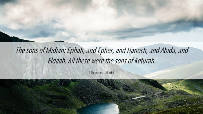 Picture 06 - 1 Chronicles 1:33 WEB Desktop Wallpaper - The sons of Midian: Ephah, and Epher, and Hanoch, - Desktop Bible Verse Wallpaper