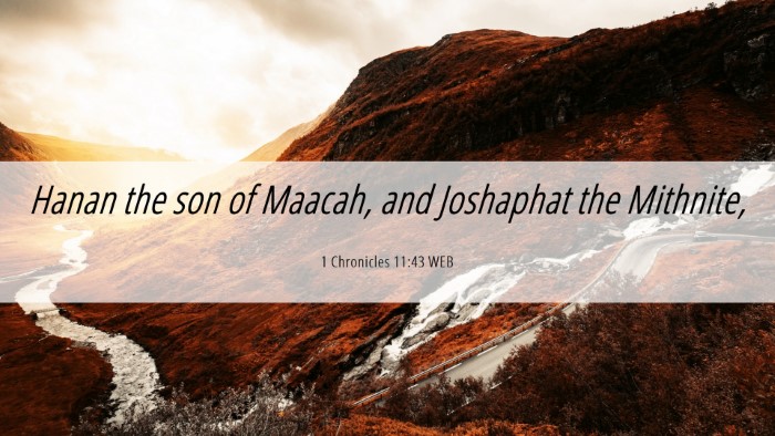 Picture 06 - 1 Chronicles 11:43 WEB Desktop Wallpaper - Hanan the son of Maacah, and Joshaphat the - Desktop Bible Verse Wallpaper