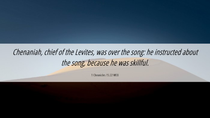 Picture 06 - 1 Chronicles 15:22 WEB Desktop Wallpaper - Chenaniah, chief of the Levites, was over the - Desktop Bible Verse Wallpaper