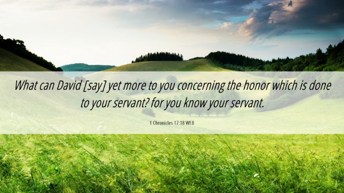 Picture 06 - 1 Chronicles 17:18 WEB Desktop Wallpaper - What can David [say] yet more to you concerning - Desktop Bible Verse Wallpaper