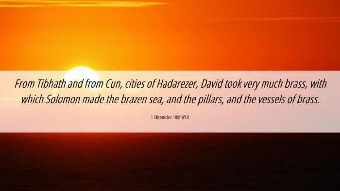 Picture 06 - 1 Chronicles 18:8 WEB Desktop Wallpaper - From Tibhath and from Cun, cities of Hadarezer, - Desktop Bible Verse Wallpaper