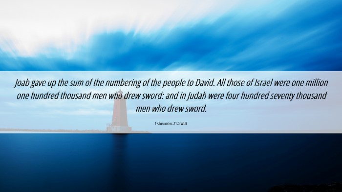 Picture 06 - 1 Chronicles 21:5 WEB Desktop Wallpaper - Joab gave up the sum of the numbering of the - Desktop Bible Verse Wallpaper
