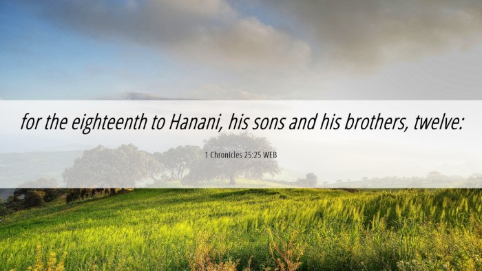Picture 06 - 1 Chronicles 25:25 WEB Desktop Wallpaper - for the eighteenth to Hanani, his sons and his - Desktop Bible Verse Wallpaper