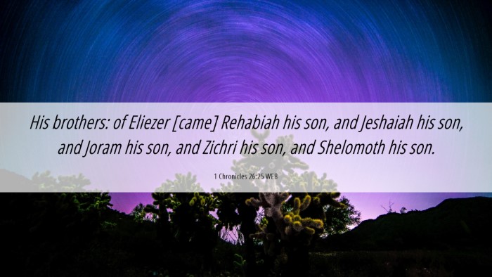 Picture 06 - 1 Chronicles 26:25 WEB Desktop Wallpaper - His brothers: of Eliezer [came] Rehabiah his son, - Desktop Bible Verse Wallpaper