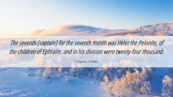 Picture 06 - 1 Chronicles 27:10 WEB Desktop Wallpaper - The seventh [captain] for the seventh month was - Desktop Bible Verse Wallpaper