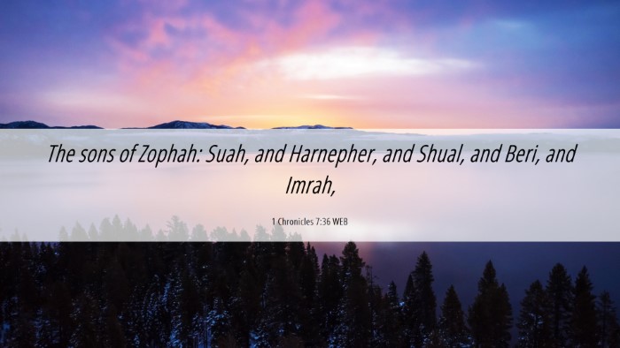Picture 06 - 1 Chronicles 7:36 WEB Desktop Wallpaper - The sons of Zophah: Suah, and Harnepher, and - Desktop Bible Verse Wallpaper