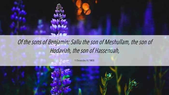 Picture 06 - 1 Chronicles 9:7 WEB Desktop Wallpaper - Of the sons of Benjamin: Sallu the son of - Desktop Bible Verse Wallpaper