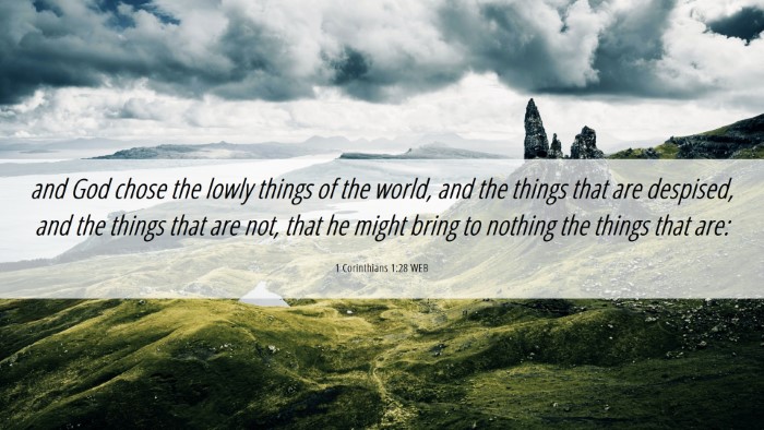 Picture 06 - 1 Corinthians 1:28 WEB Desktop Wallpaper - and God chose the lowly things of the world, and - Desktop Bible Verse Wallpaper
