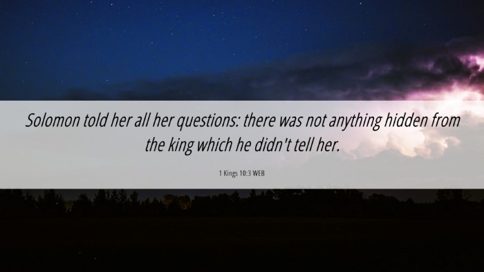 Picture 06 - 1 Kings 10:3 WEB Desktop Wallpaper - Solomon told her all her questions: there was not - Desktop Bible Verse Wallpaper